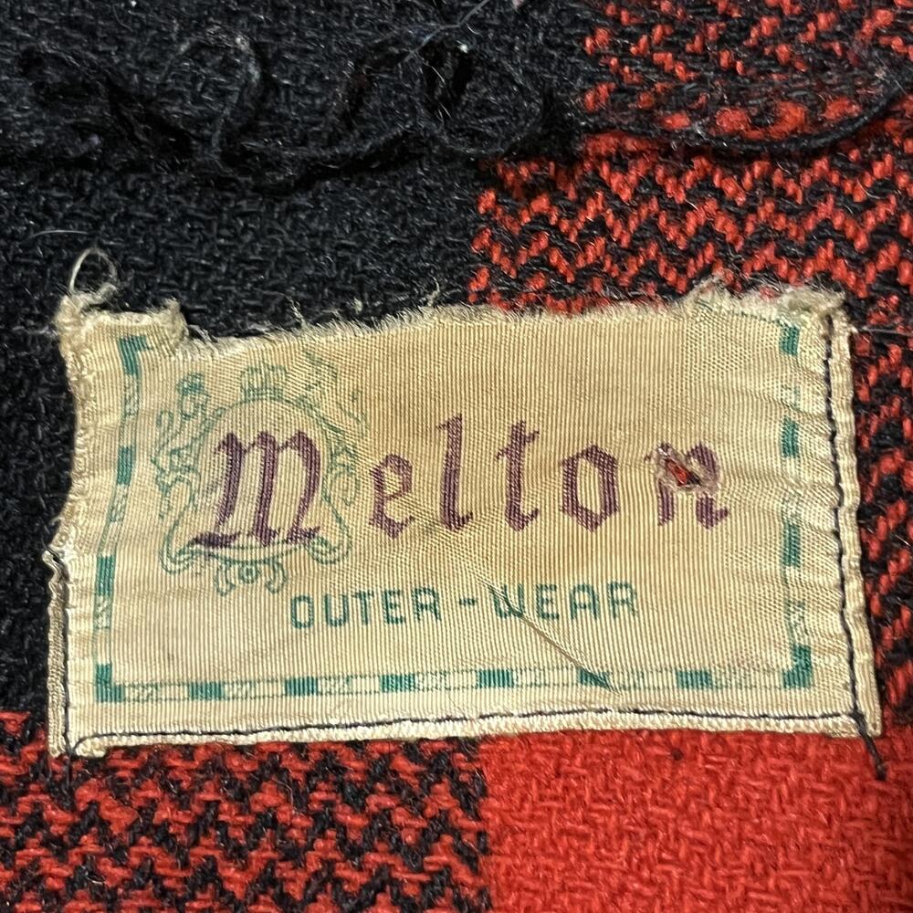 Vintage Melton Mackinaw 50s Jacket Mens Medium Red Black Buffalo Plaid Wool Zip - Picture 7 of 14